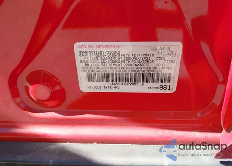 2007 Mitsubishi Outlander Es/Ls from USA, damaged, VIN JA4MS31X67Z009116